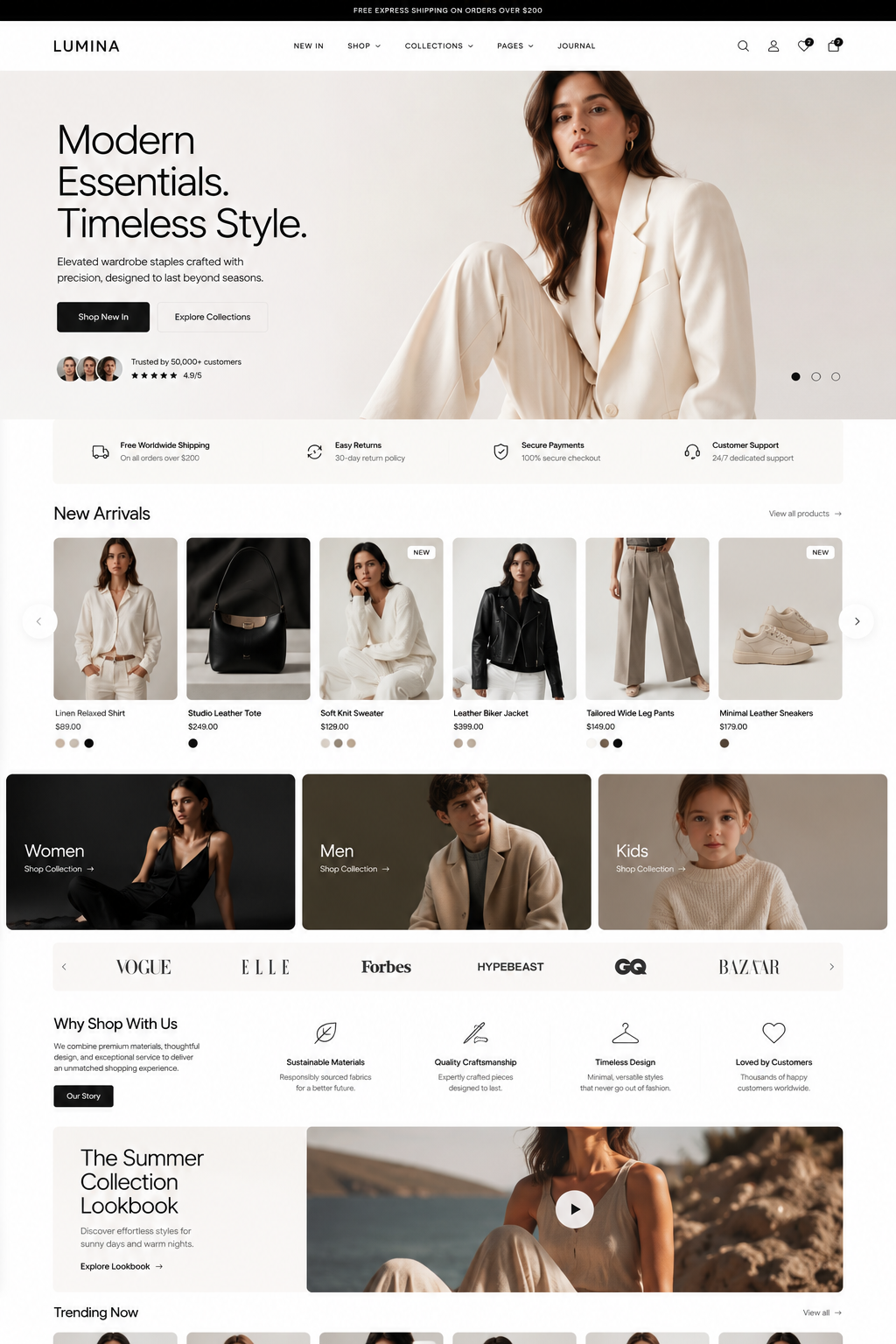 LUMINA · Flagship Commerce e-ticaret canlı önizlemesi