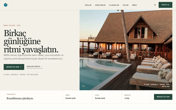 MERA House · Coastal Retreat web sitesi önizlemesi
