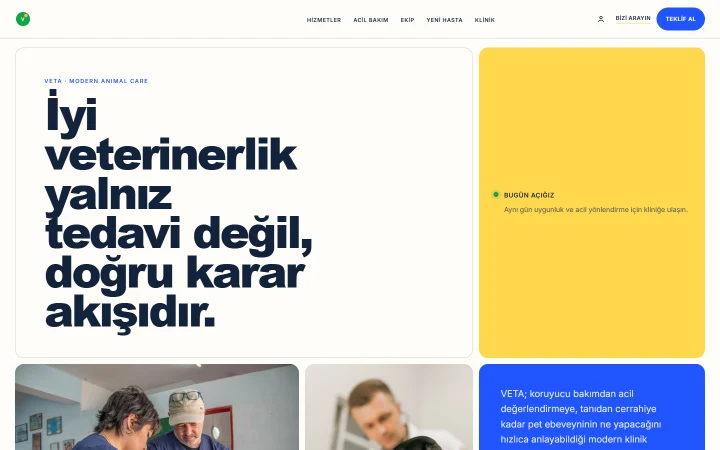 VETA Clinic · Modern Care web sitesi önizlemesi